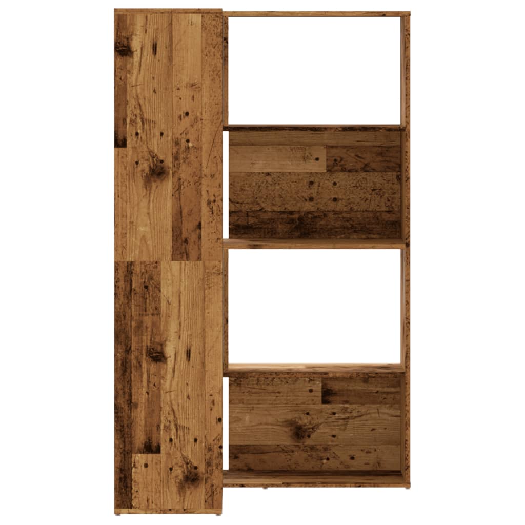 Kutni regal za knjige s 4 razine staro drvo 85x85x140cm drveni