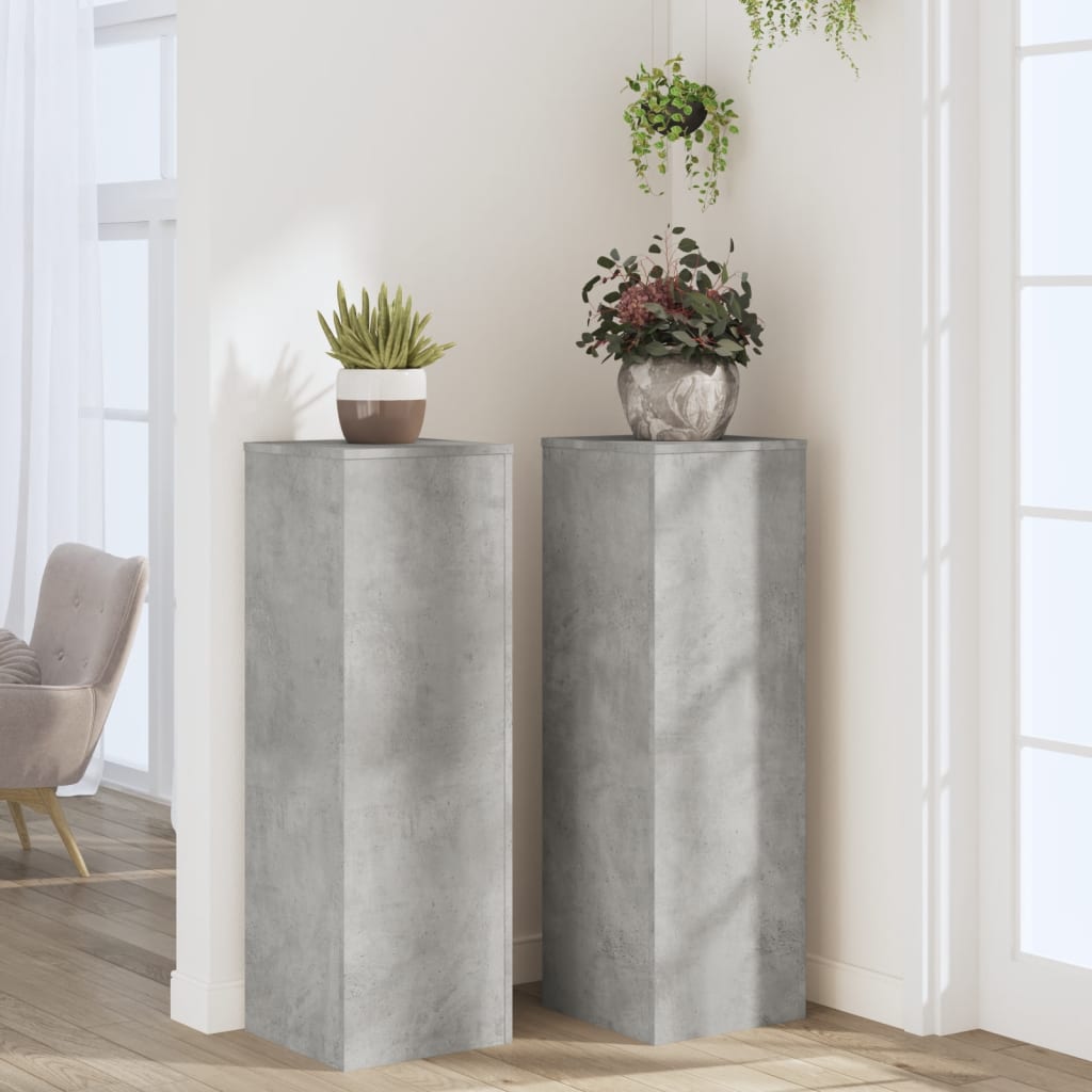 Stalci za biljke 2 kom siva boja betona 33 x 33 x 100 cm drveni