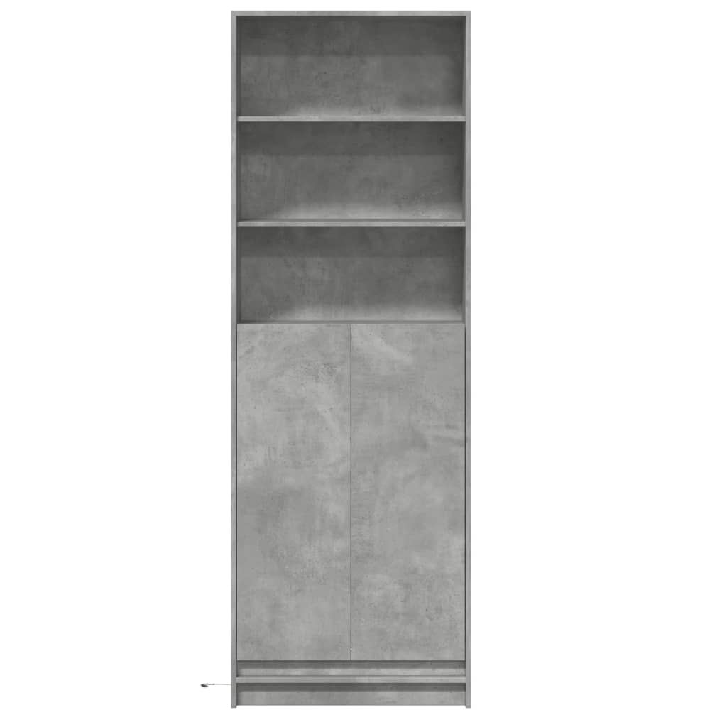 Visoka komoda LED siva betona 69x32,5x200 cm konstruirano drvo