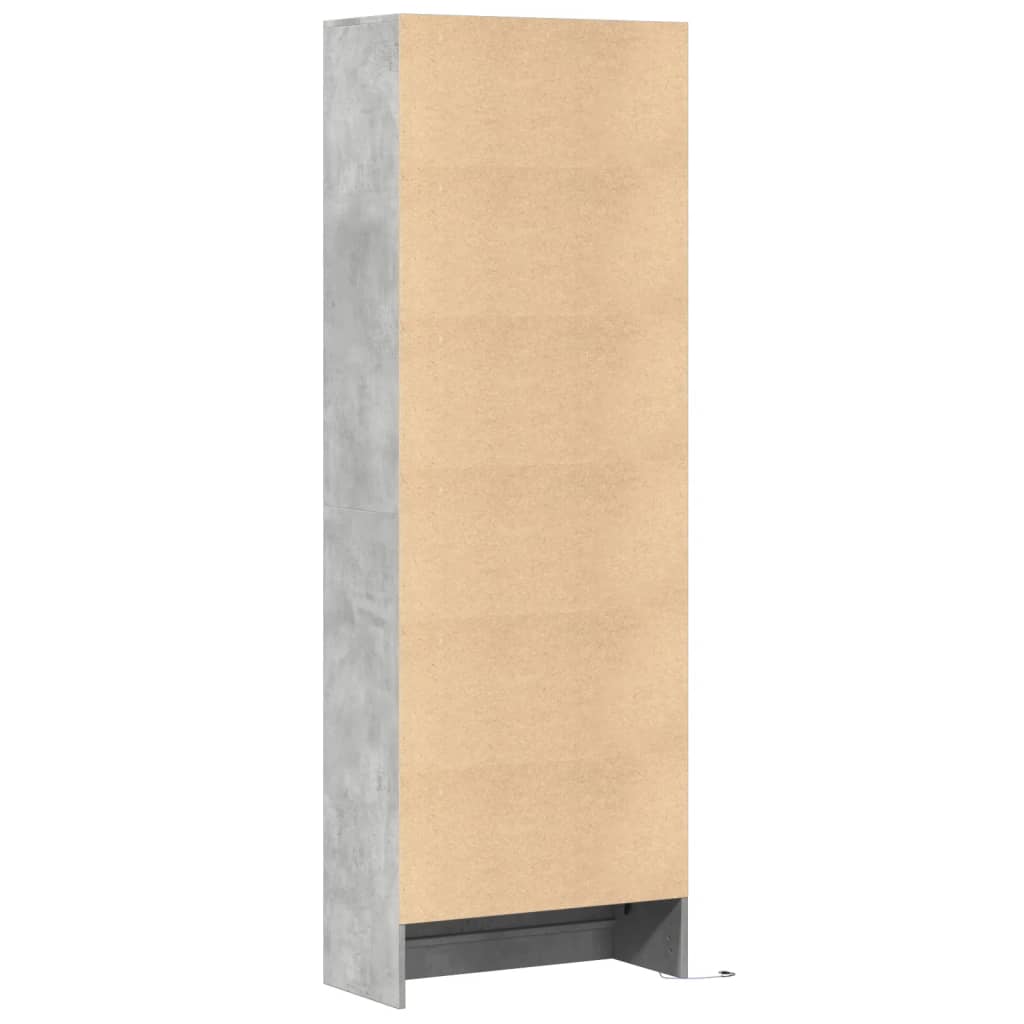 Visoka komoda LED siva betona 69x32,5x200 cm konstruirano drvo