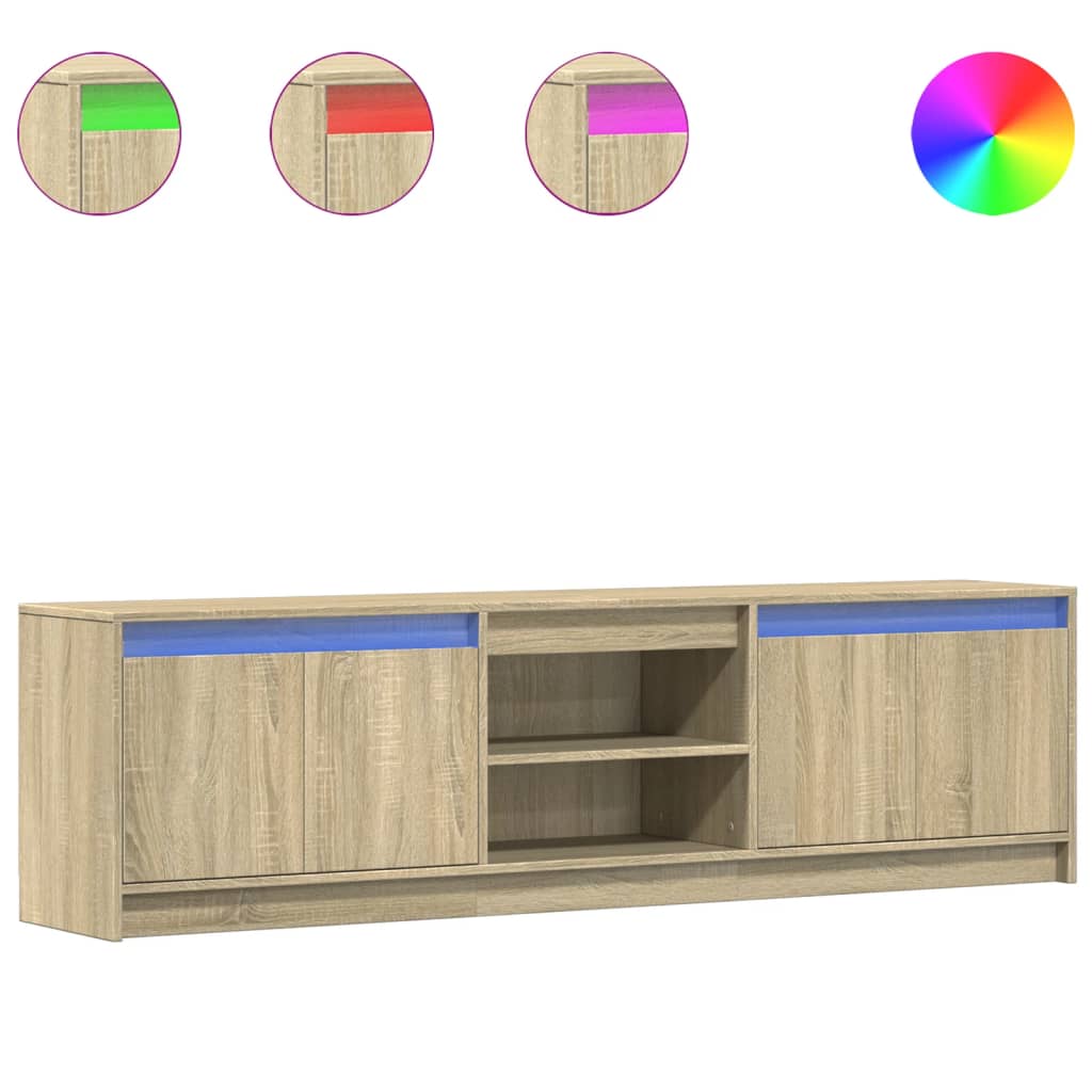 TV ormarić s LED svjetlima boja hrasta 180x34x50 cm drveni