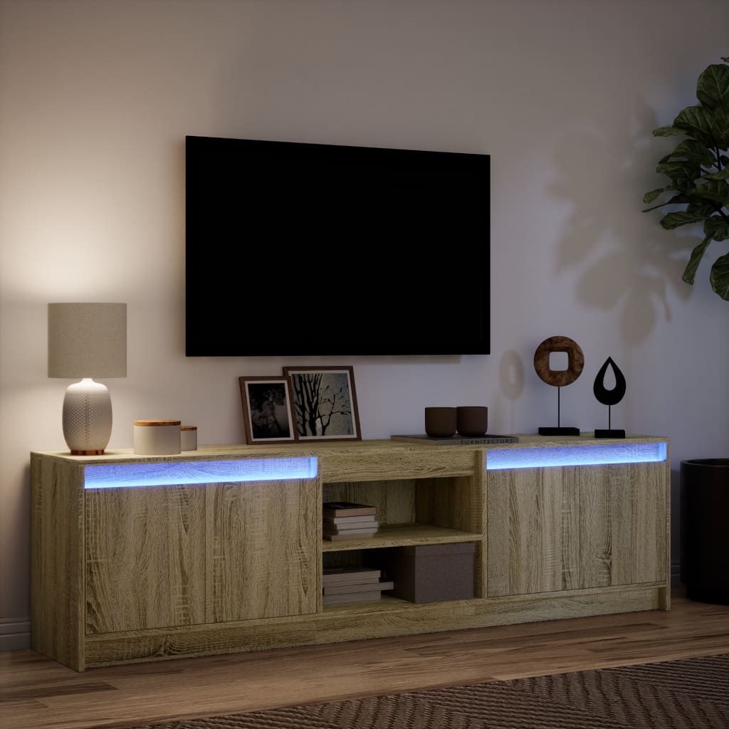 TV ormarić s LED svjetlima boja hrasta 180x34x50 cm drveni