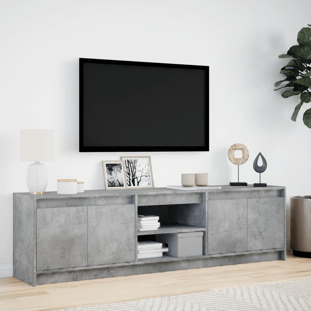 TV ormarić s LED svjetlima boja betona 180x34x50 cm drveni