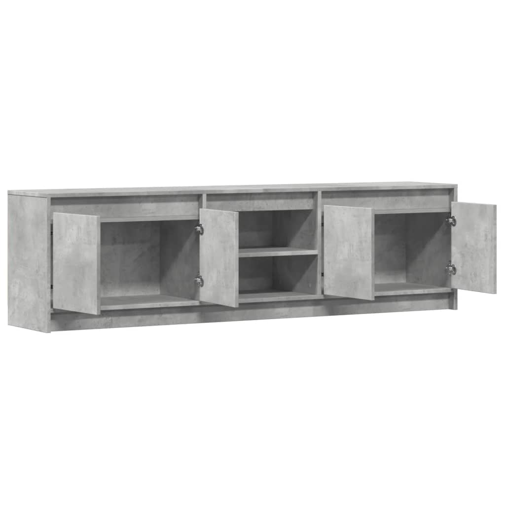 TV ormarić s LED svjetlima boja betona 180x34x50 cm drveni