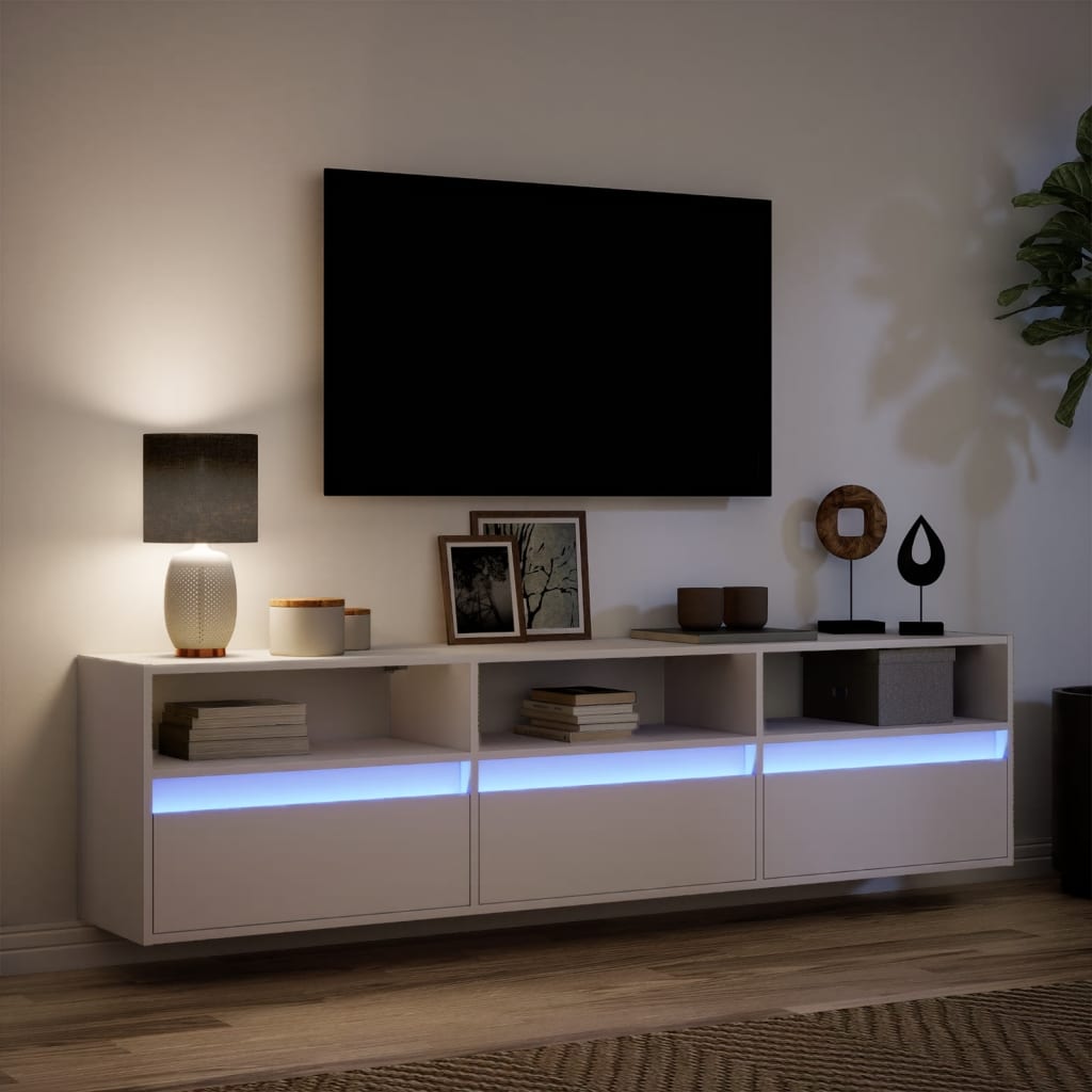Zidni TV ormarić s LED svjetlima bijeli 180 x 31 x 45 cm