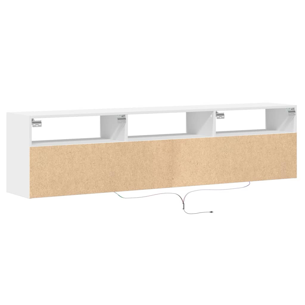 Zidni TV ormarić s LED svjetlima bijeli 180 x 31 x 45 cm