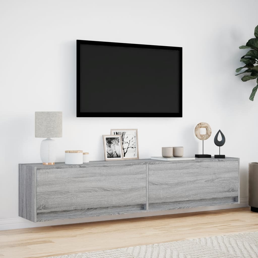 Zidni TV ormarić s LED svjetlima siva boja hrasta 180x31x38 cm