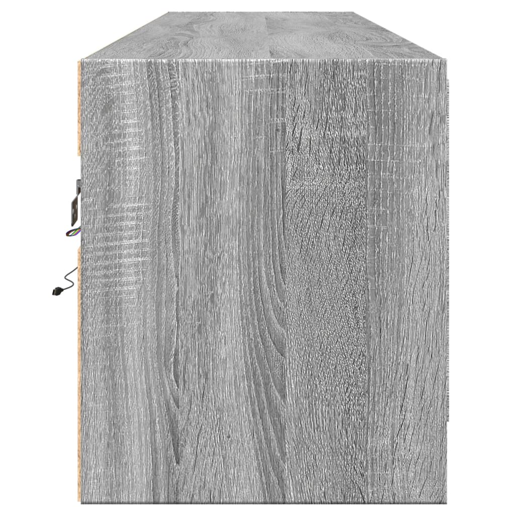 Zidni TV ormarić s LED svjetlima siva boja hrasta 180x31x38 cm