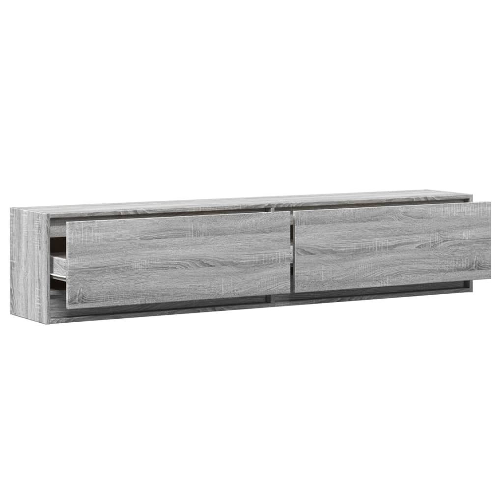 Zidni TV ormarić s LED svjetlima siva boja hrasta 180x31x38 cm