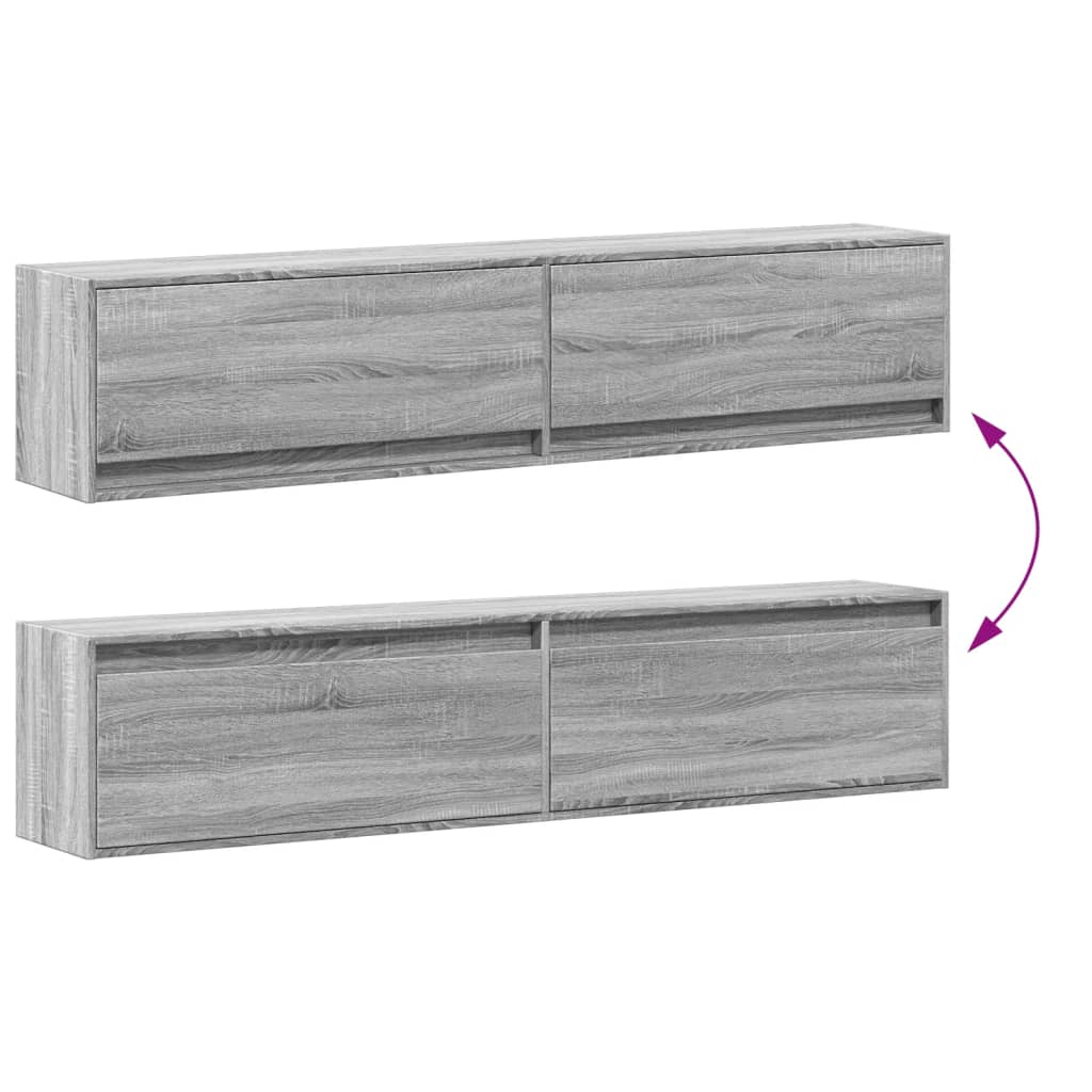 Zidni TV ormarić s LED svjetlima siva boja hrasta 180x31x38 cm
