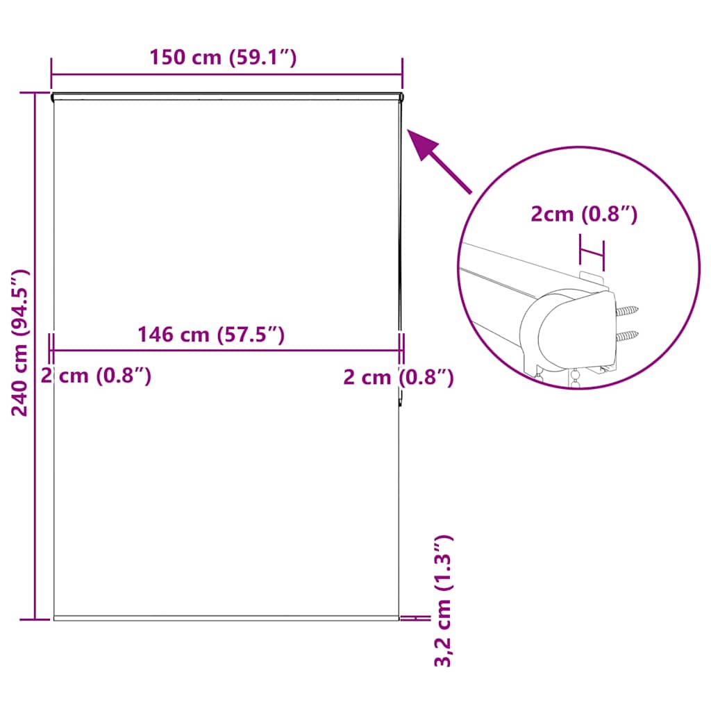 Rolo zavjesa za tuš s kazetom 150x240 cm širina tkanine 146 cm