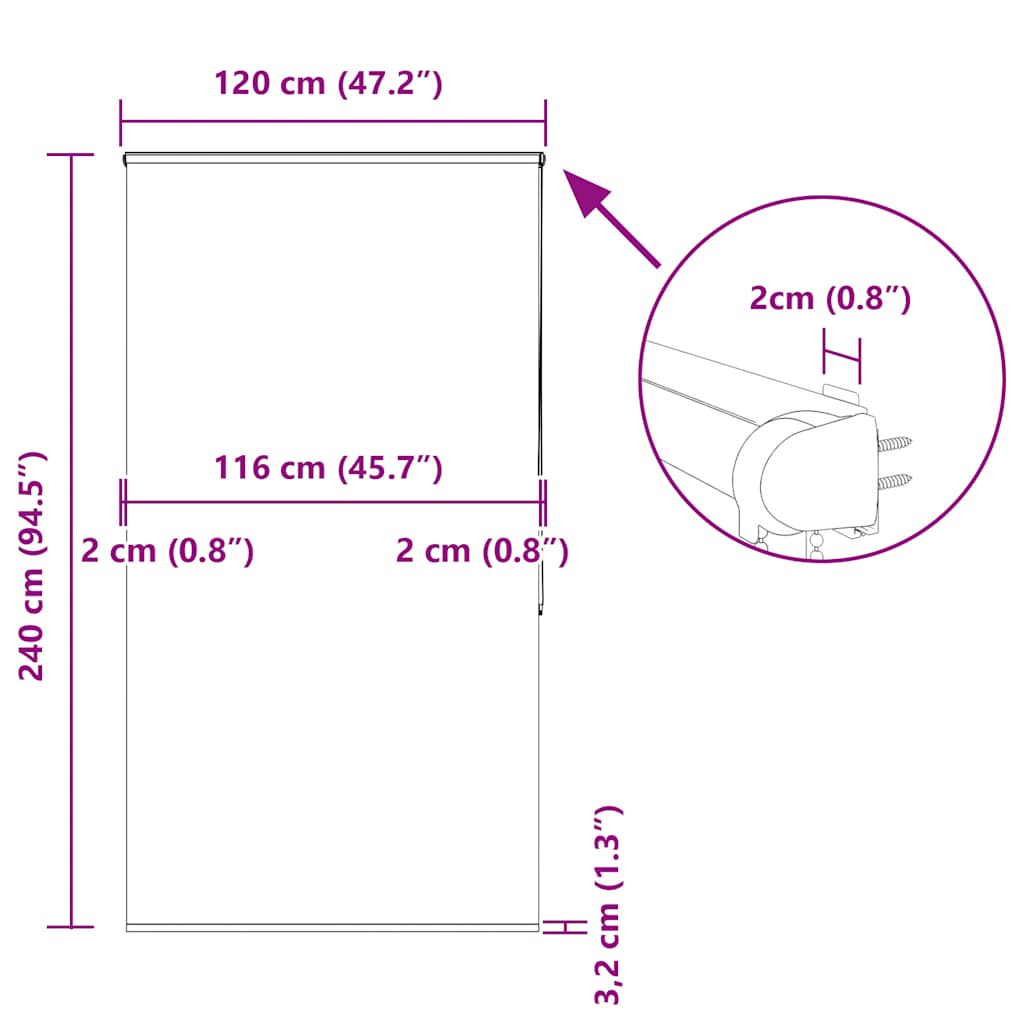 Rolo zavjesa za tuš s kazetom 120x240 cm širina tkanine 116 cm