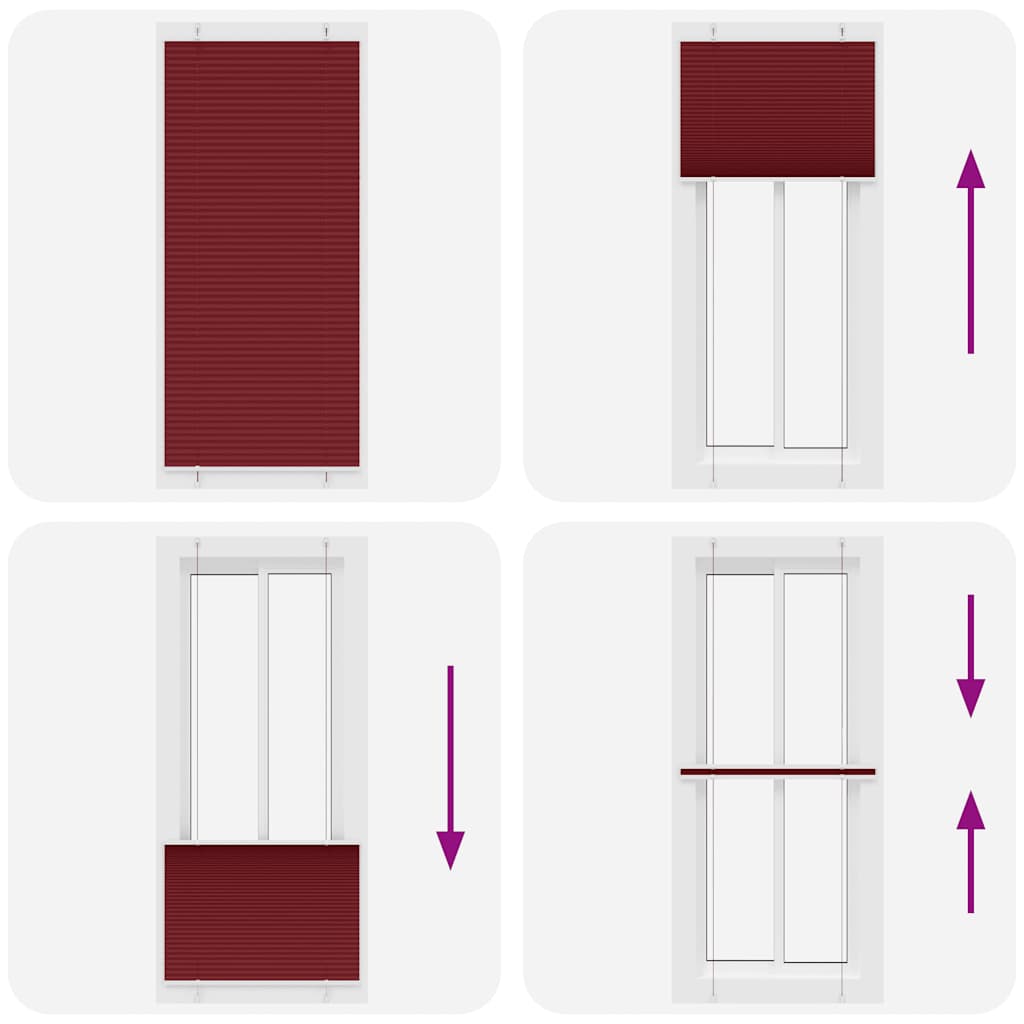 Plisirana zavjesa Bordo crvena 90x200 cm Širina tkanine 89,4 cm Poliester