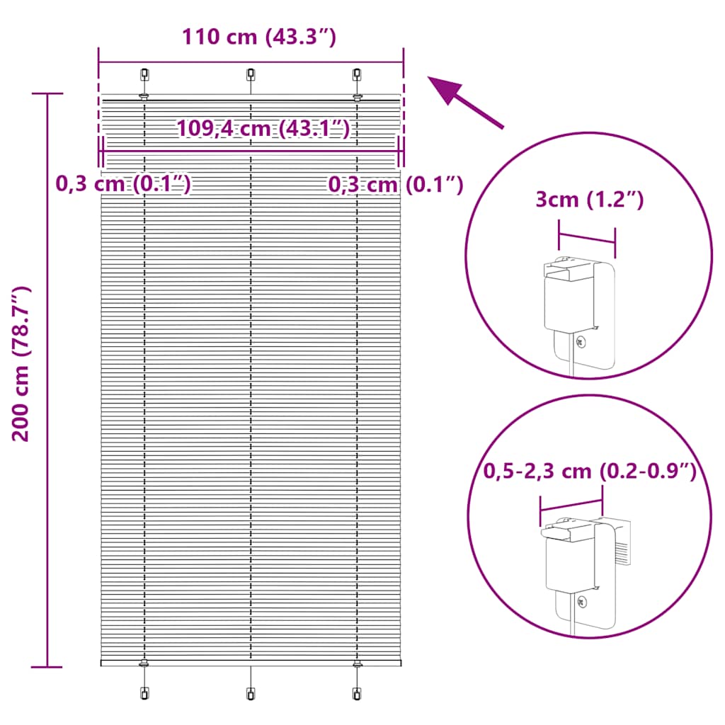 Plisirana zavjesa krem boje 110x200 cm Širina tkanine 109,4 cm Poliester