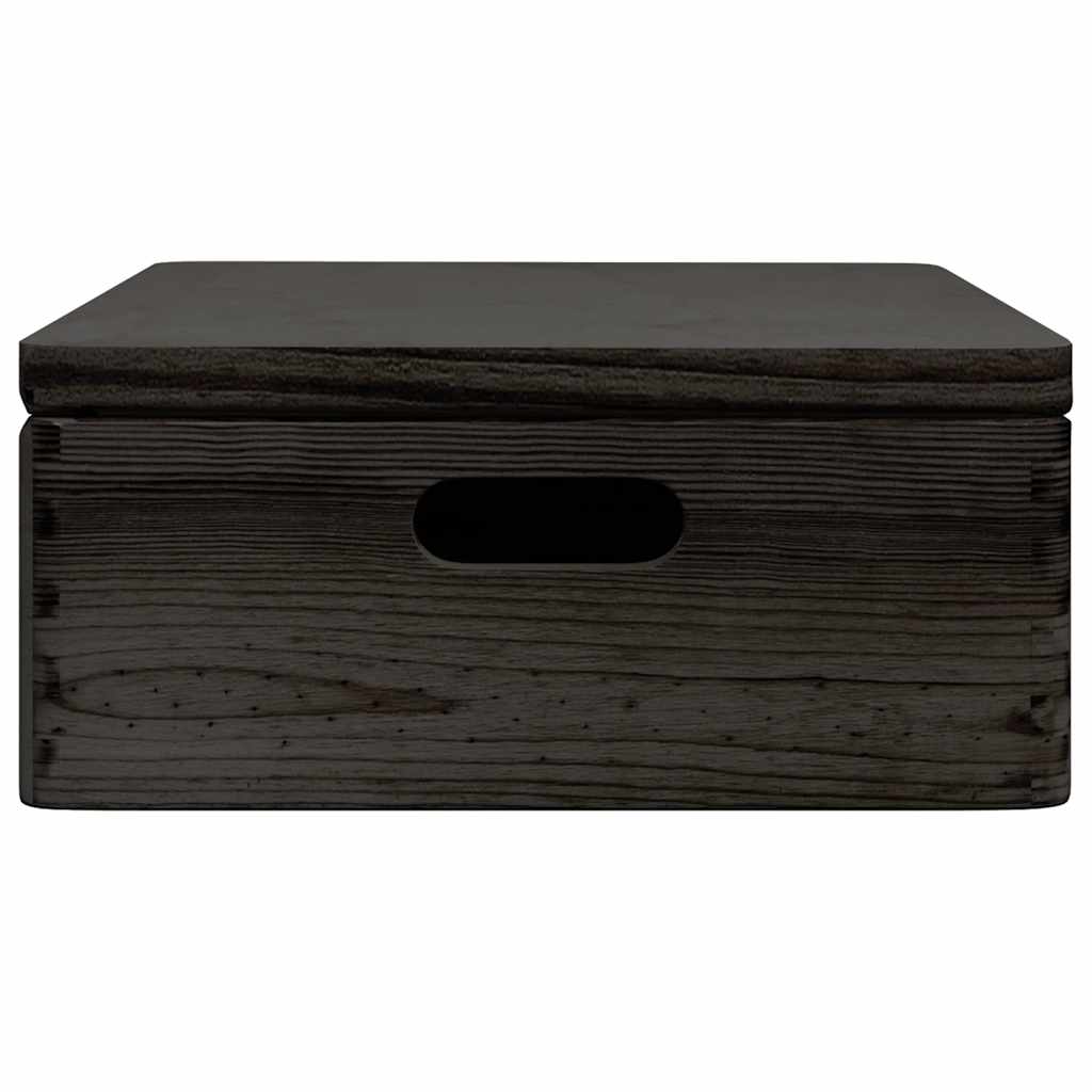 Drvena kutija poklopcem ručkama crna 40x30x13 cm puno drvo bor
