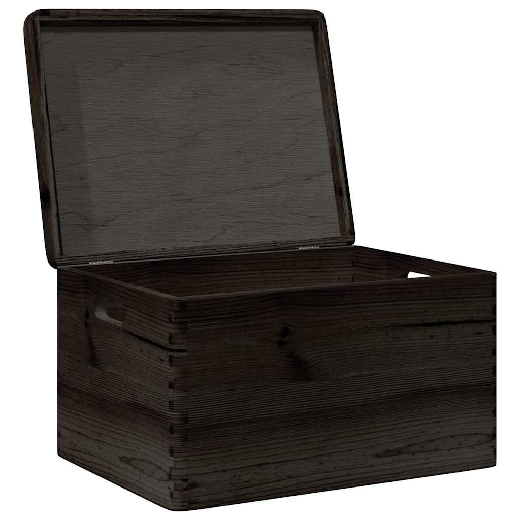 Drvena kutija poklopcem ručkama crna 40x30x23 cm puno drvo bor