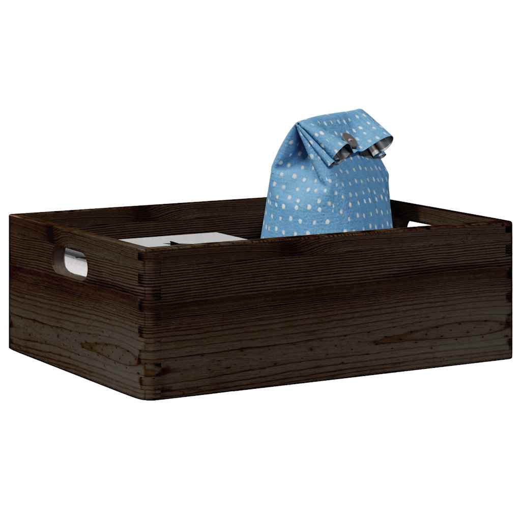 Drvena kutija s ručkama crna 40x30x13 cm puno drvo bor