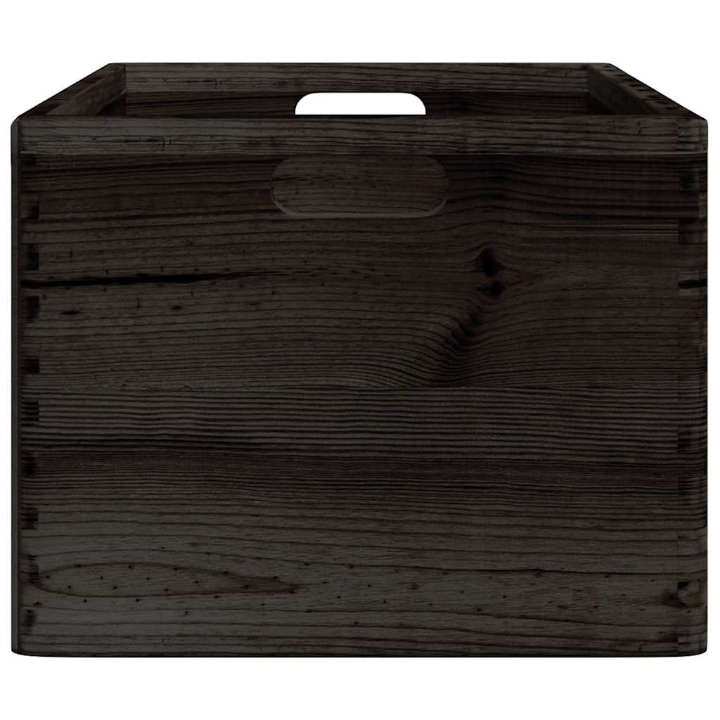 Drvena kutija s ručkama crna 40x30x23 cm puno drvo bor