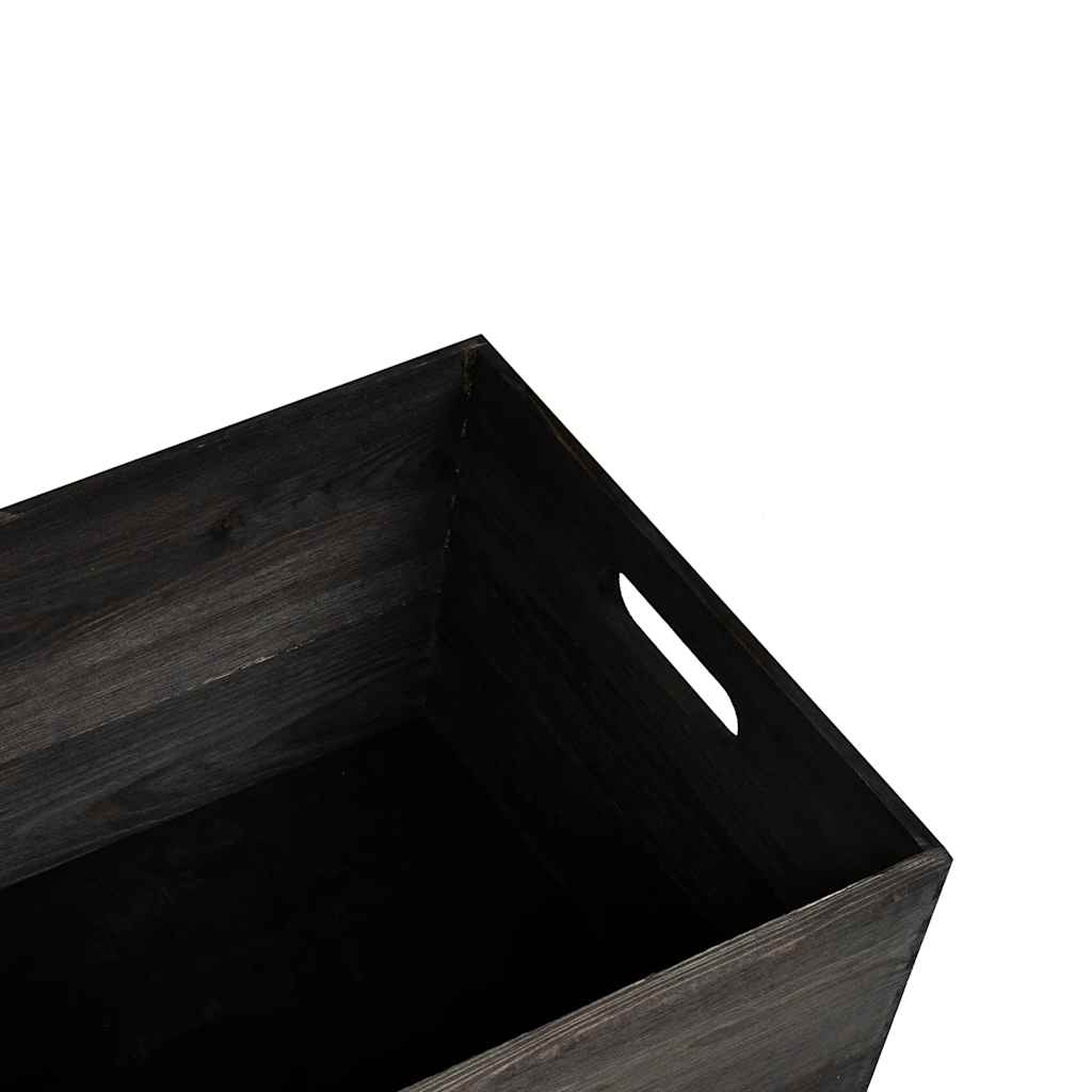 Drvena kutija s ručkama crna 40x30x23 cm puno drvo bor