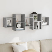 Zidna polica siva boja betona 129x18x42 cm konstruirano drvo