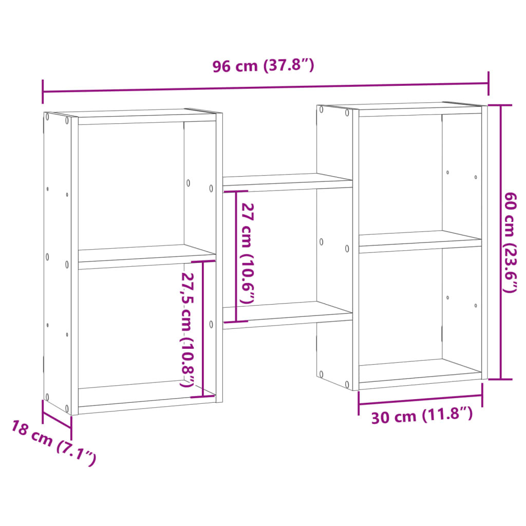 Zidna polica boja staro drvo 96x18x60 cm konstruirano drvo