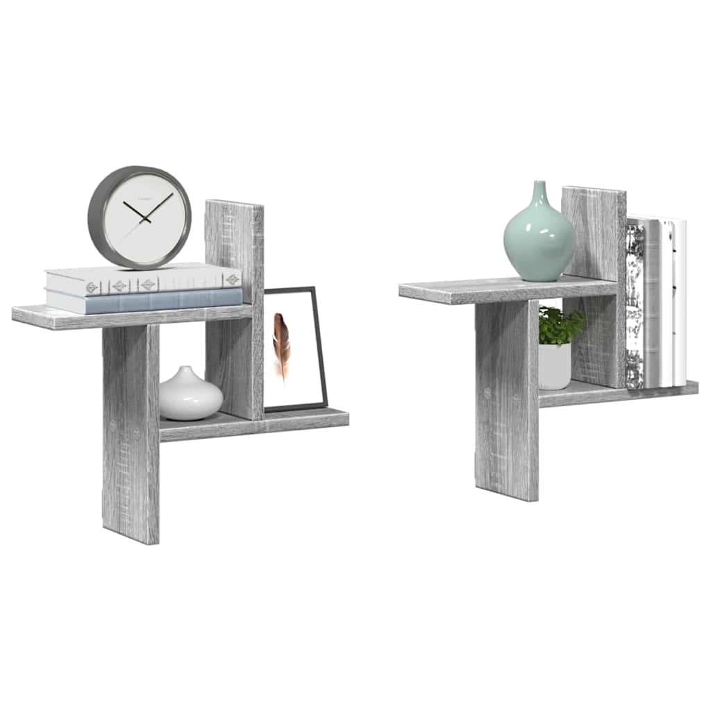 Zidne police 2 kom boja hrasta 38x12x38 cm konstruirano drvo