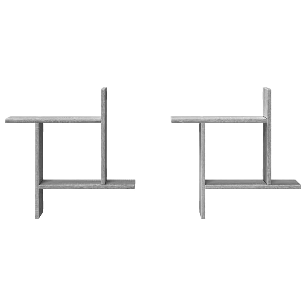 Zidne police 2 kom boja hrasta 50x12x50 cm konstruirano drvo