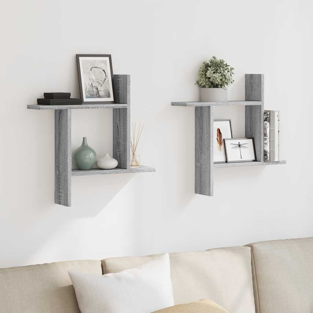 Zidne police 2 kom boja hrasta 50x12x50 cm konstruirano drvo