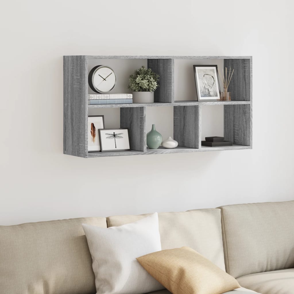 Zidna polica siva boja hrasta 100x25x50 cm konstruirano drvo