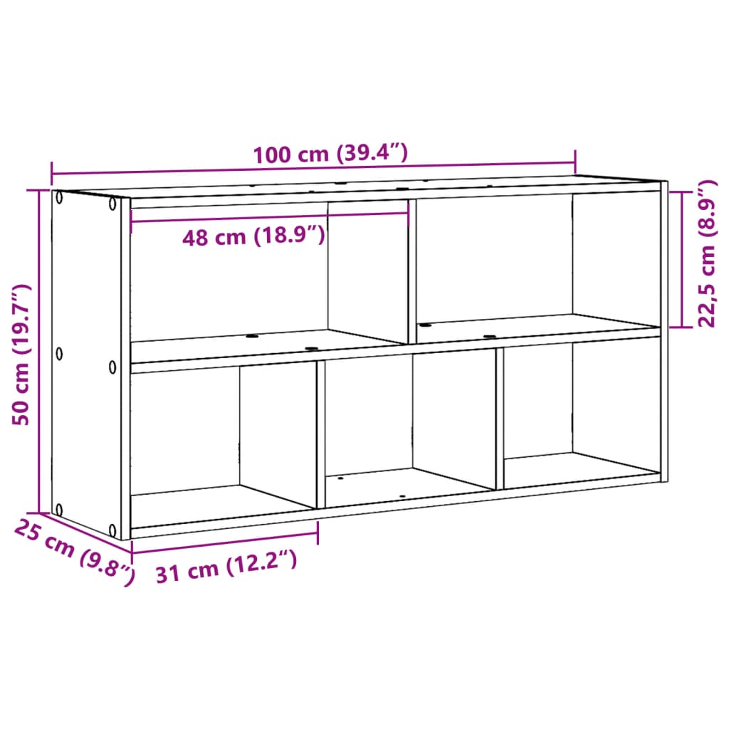 Zidna polica boja staro drvo 100x25x50 cm konstruirano drvo