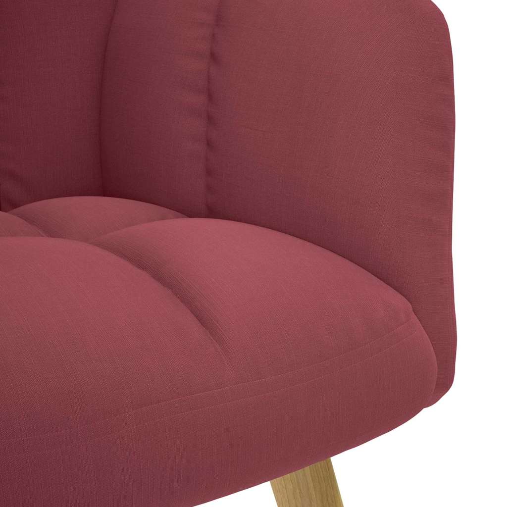 Stolica za opuštanje s tabureom od tkanine crvena boja vina