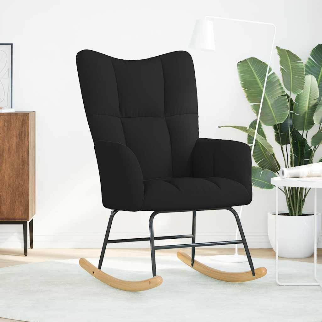 Stolica za ljuljanje od tkanine crna
