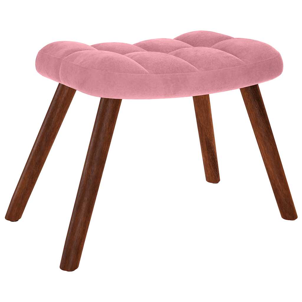 Stolica za opuštanje s osloncem za noge ružičasta baršunasta