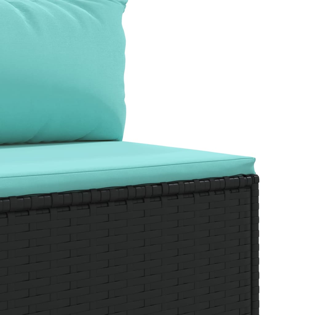 4-dijelna vrtna garnitura od poliratana s jastucima crna