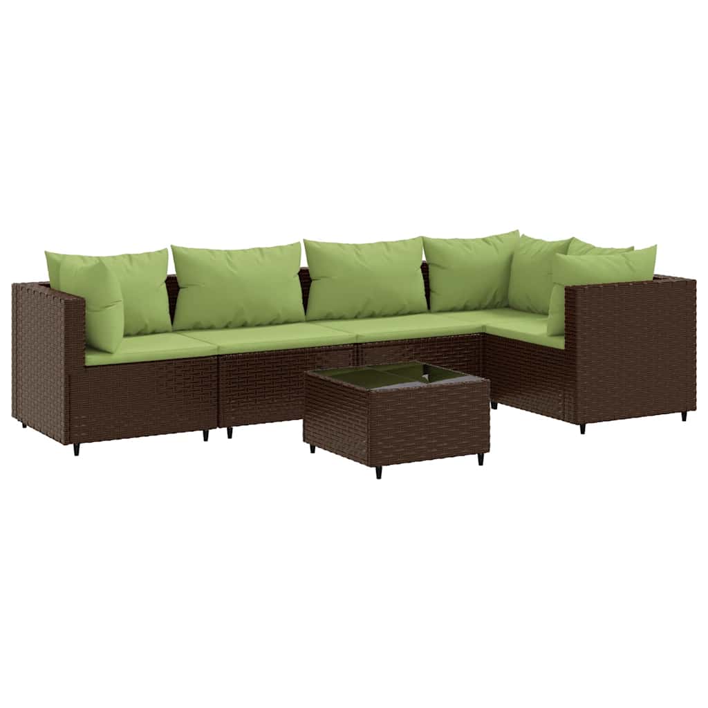 6-dijelna vrtna garnitura s jastucima smeđa od poliratana