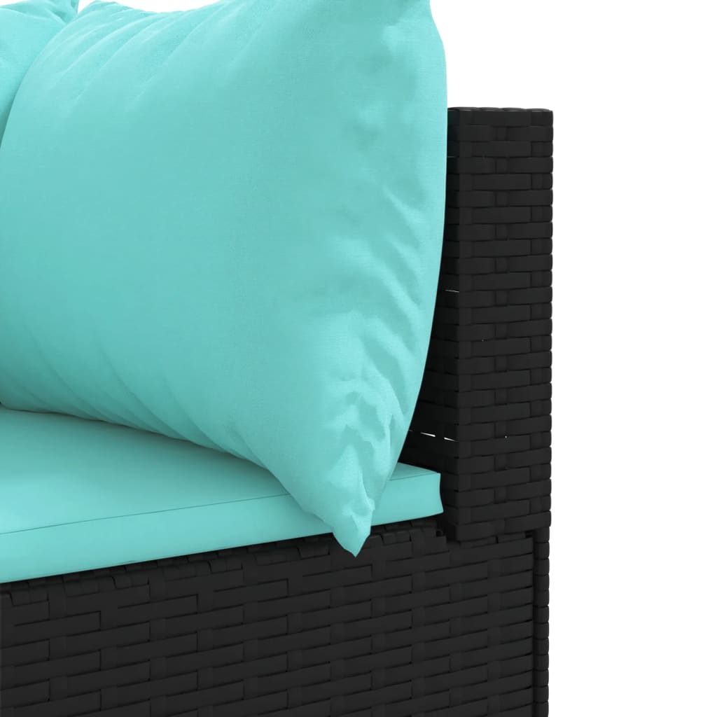 9-dijelni set vrtnih sofa s jastucima crni od poliratana