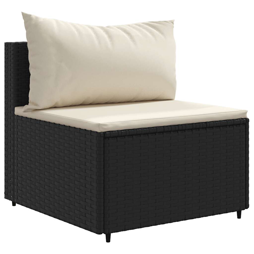 4-dijelni set vrtnih sofa od poliratana s jastucima crni