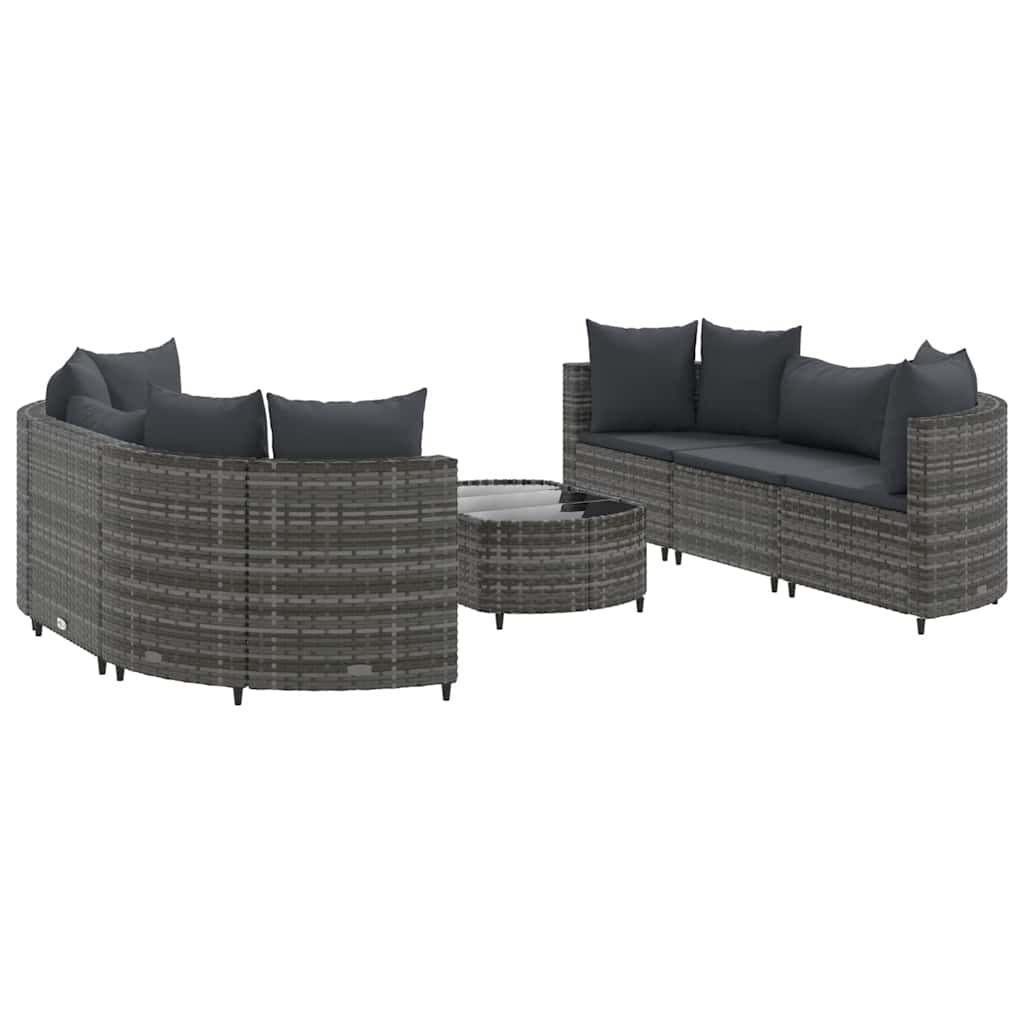 7-dijelni set vrtnih sofa sivi od poliratana