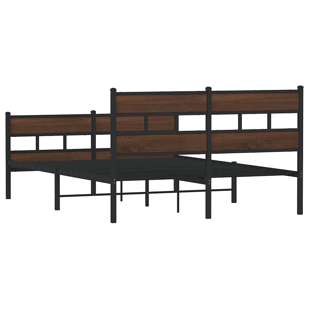 Metalni okvir kreveta bez madraca smeđa boja hrasta 160x200 cm