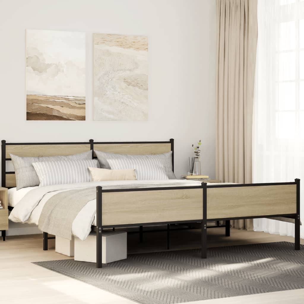 Metalni okvir kreveta bez madraca boja hrasta sonome 183x213 cm