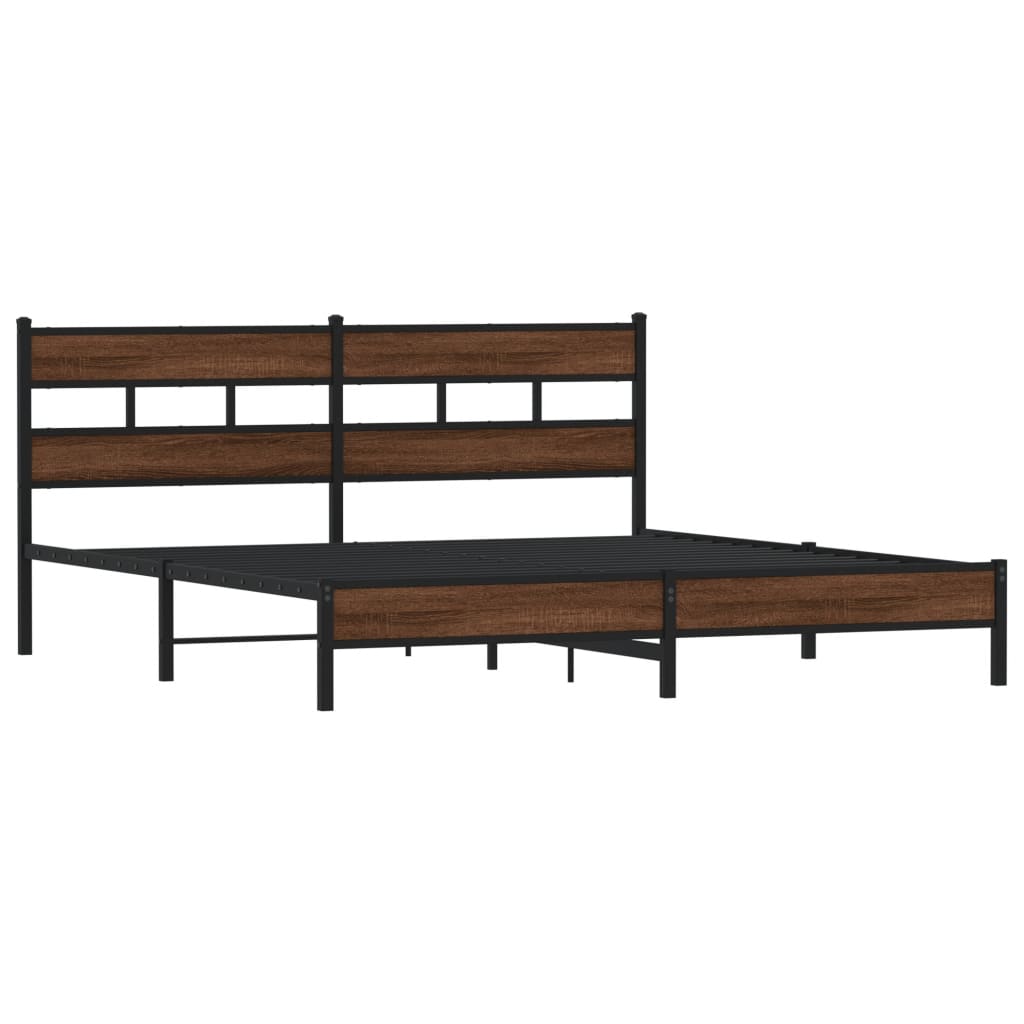 Metalni okvir kreveta bez madraca smeđa boja hrasta 180x200 cm