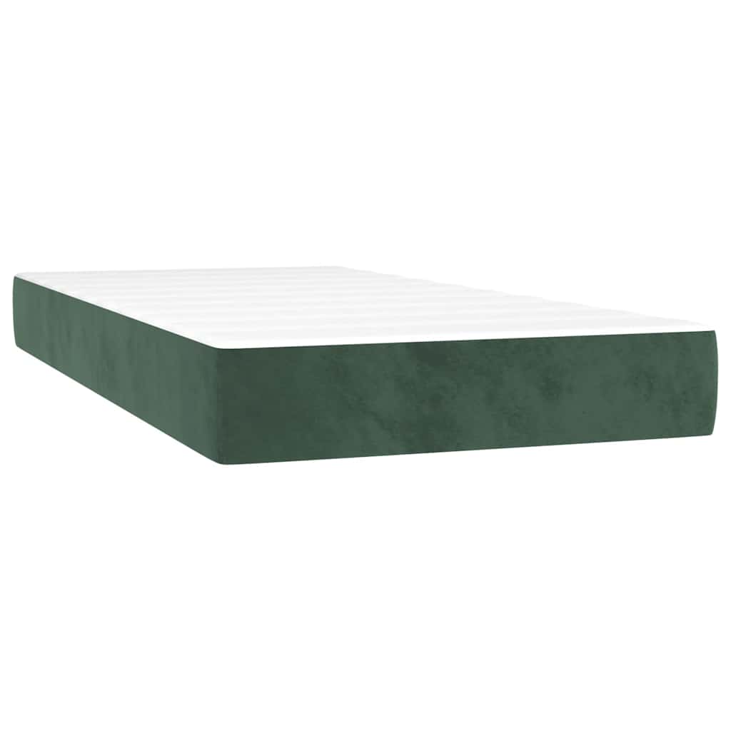 Madrac s oprugama srednje tvrdoće tamnozeleni 90x210x20 cm baršunasti