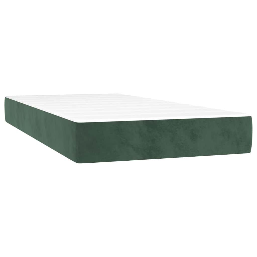 Madrac s oprugama srednje tvrdoće tamnozeleni 100x220x20 cm baršunasti