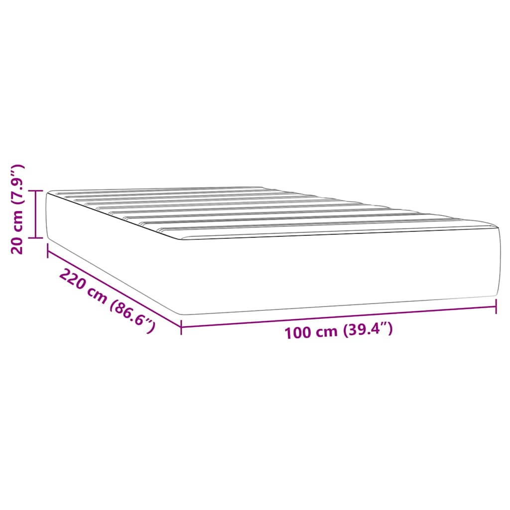 Madrac s džepičastim oprugama srednje tvrdoće rozi 100x220x20 cm baršunasti