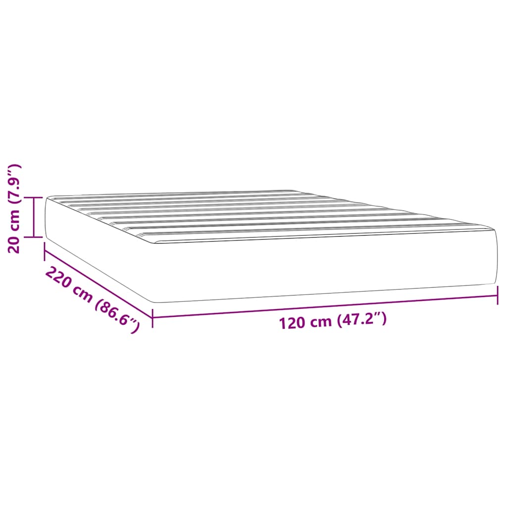 Madrac s oprugama srednje tvrdoće svjetlosivi 120x220x20 cm baršunasti