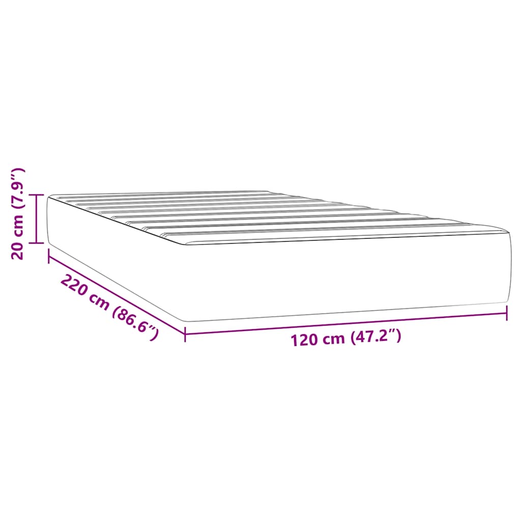 Madrac s džepičastim oprugama srednje tvrdoće rozi 120x220x20 cm baršunasti