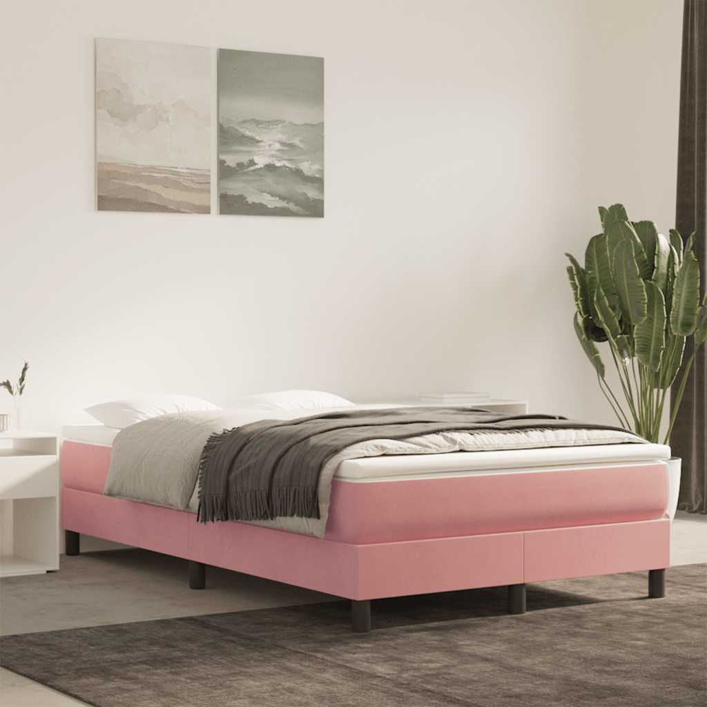 Madrac s džepičastim oprugama srednje tvrdoće rozi 120x220x20 cm baršunasti