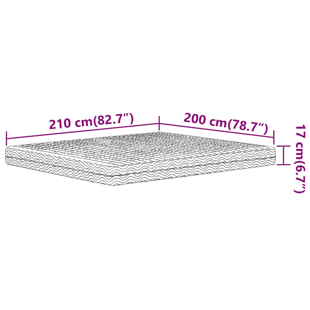 Madrac od pjene bijeli 200x210 cm tvrdoća H2 H3