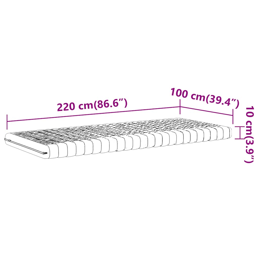 Madrac od pjene bijeli 100x220 cm 7 zona tvrdoća 20 ILD