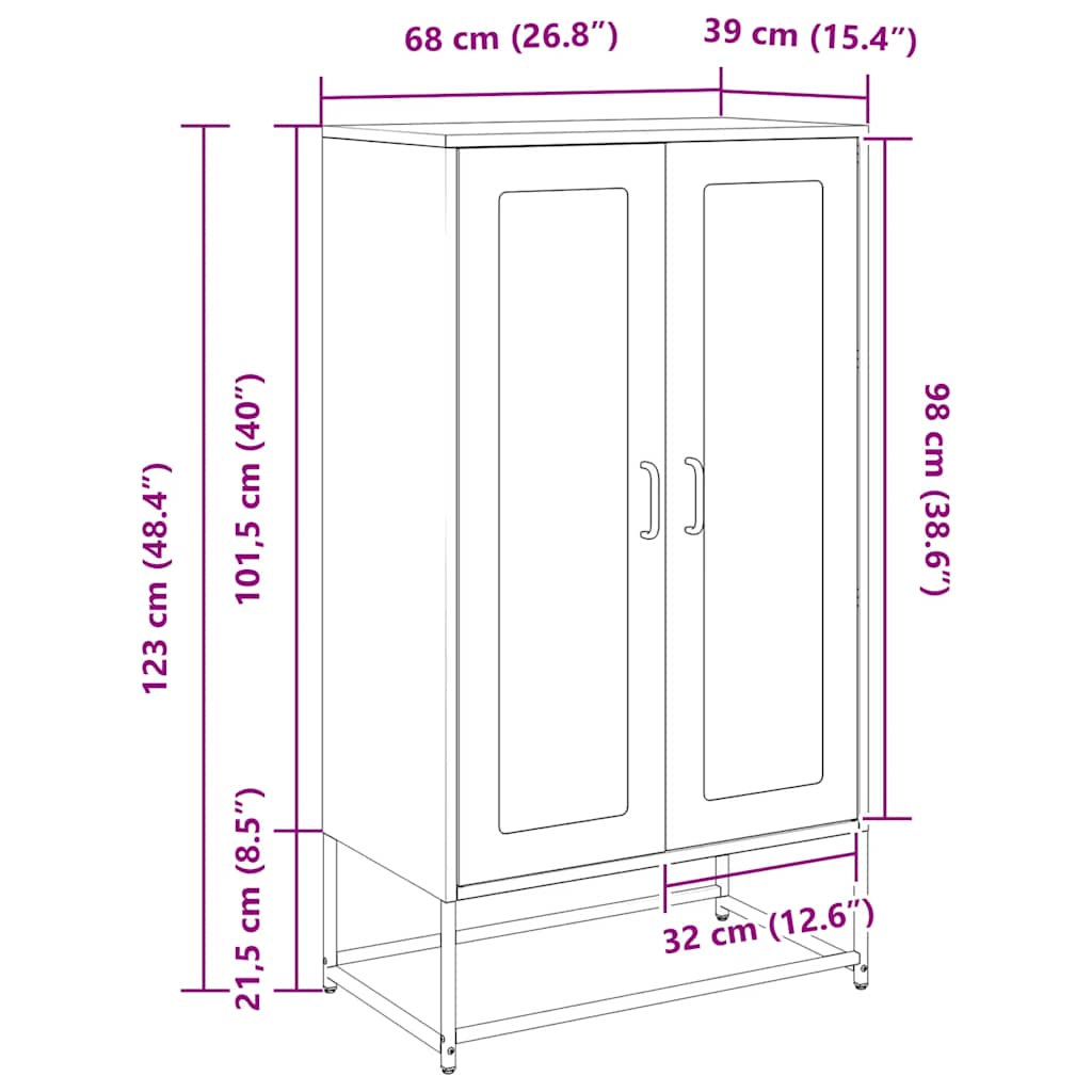 Visoka ploča maslinasto zelena 68x39x123 cm čelik